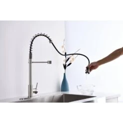 Brushed Nickle Single Handle Commercial Modern Spring High Arc Kitchen Faucet 10 Brushed Nickle Single Handle Commercial Modern Spring High Arc Kitchen Faucet -FURITURE SALE SHOP brushed nickel tahanbath pull down kitchen faucets z w121753785 1f 1000