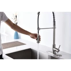 Brushed Nickle Single Handle Commercial Modern Spring High Arc Kitchen Faucet 9 Brushed Nickle Single Handle Commercial Modern Spring High Arc Kitchen Faucet -FURITURE SALE SHOP brushed nickel tahanbath pull down kitchen faucets z w121753785 4f 1000