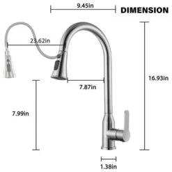 8.85 In Single Handle Stainless Steel Brushed Nickle Kitchen Faucets With 360° Spout Swivel Pull Down Sprayer 9 8.85 In Single Handle Stainless Steel Brushed Nickle Kitchen Faucets With 360° Spout Swivel Pull Down Sprayer -FURITURE SALE SHOP brushed nickel tahanbath pull down kitchen faucets z w1217p290527 1f 1000