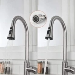 8.85 In Single Handle Stainless Steel Brushed Nickle Kitchen Faucets With 360° Spout Swivel Pull Down Sprayer 12 8.85 In Single Handle Stainless Steel Brushed Nickle Kitchen Faucets With 360° Spout Swivel Pull Down Sprayer -FURITURE SALE SHOP brushed nickel tahanbath pull down kitchen faucets z w1217p290527 76 1000