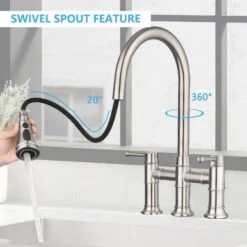 Double Handle Pull Down Sprayer Kitchen Faucet In Brushed Nickel -FURITURE SALE SHOP brushed nickel tahanbath pull down kitchen faucets z w122581051 44 1000