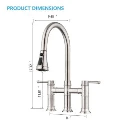Double Handle Pull Down Sprayer Kitchen Faucet In Brushed Nickel -FURITURE SALE SHOP brushed nickel tahanbath pull down kitchen faucets z w122581051 76 1000