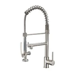 Commercial Kitchen Faucet Pull Down Sprayer Brushed Nickel, Single Handle Kitchen Sink Faucet