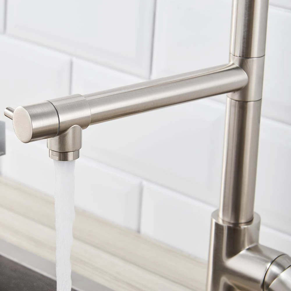Commercial Kitchen Faucet Pull Down Sprayer Brushed Nickel, Single Handle Kitchen Sink Faucet 7 Commercial Kitchen Faucet Pull Down Sprayer Brushed Nickel, Single Handle Kitchen Sink Faucet - Image 7