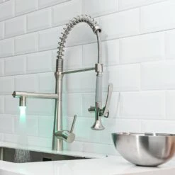 Heavy Duty Commercial Style LED Kitchen Sink Faucet, Single Handle Pre-Rinse Spring Sprayer, Pull Down Brushed Nickel 11 Heavy Duty Commercial Style LED Kitchen Sink Faucet, Single Handle Pre-Rinse Spring Sprayer, Pull Down Brushed Nickel -FURITURE SALE SHOP brushed nickel tahanbath pull down kitchen faucets z w1932p172301 44 1000