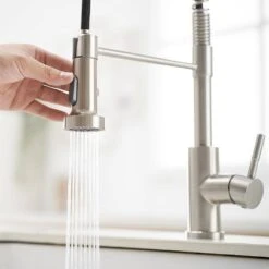 Kitchen Faucet With Pull Down Sprayer Brushed Nickel Stainless Steel Single Handle Pull Out Spring Sink Faucets 10 Kitchen Faucet With Pull Down Sprayer Brushed Nickel Stainless Steel Single Handle Pull Out Spring Sink Faucets -FURITURE SALE SHOP brushed nickel tahanbath pull down kitchen faucets z w1932p224854 4f 1000