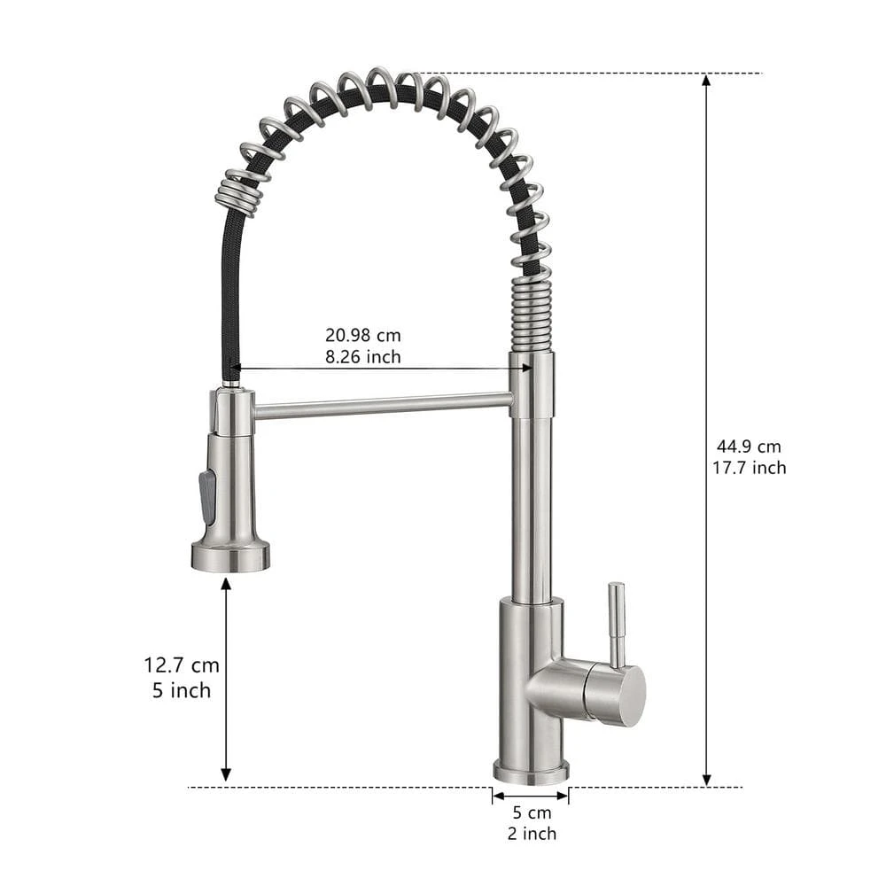 Kitchen Faucet With Pull Down Sprayer Brushed Nickel Stainless Steel Single Handle Pull Out Spring Sink Faucets 7 Kitchen Faucet With Pull Down Sprayer Brushed Nickel Stainless Steel Single Handle Pull Out Spring Sink Faucets - Image 7