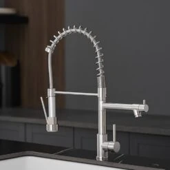 Commercial Kitchen Faucet With Pull Down Sprayer, Stainless Steel Single Handle Single Lever Kitchen Sink Faucet -FURITURE SALE SHOP brushed nickel tahanbath pull down kitchen faucets z w1932p224880 44 1000
