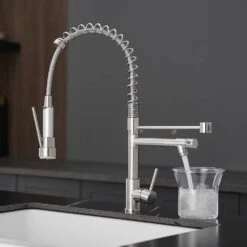 Commercial Kitchen Faucet With Pull Down Sprayer, Stainless Steel Single Handle Single Lever Kitchen Sink Faucet -FURITURE SALE SHOP brushed nickel tahanbath pull down kitchen faucets z w1932p224880 fa 1000