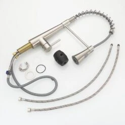 15.2 In. 360° Spout Swivel Brushed Nickel Single Handle Lever Kitchen Sink Kitchen Faucet With Pull Out Sprayer -FURITURE SALE SHOP brushed nickel tahanbath pull down kitchen faucets z w1932p288182 31 1000