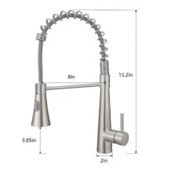15.2 In. 360° Spout Swivel Brushed Nickel Single Handle Lever Kitchen Sink Kitchen Faucet With Pull Out Sprayer -FURITURE SALE SHOP brushed nickel tahanbath pull down kitchen faucets z w1932p288182 c3 1000