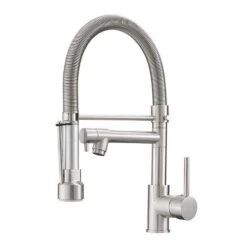 Brushed Nickel Touch 16.53 In. H Pull Down Sprayer Kitchen Faucet With 360 ° Spout Swivel