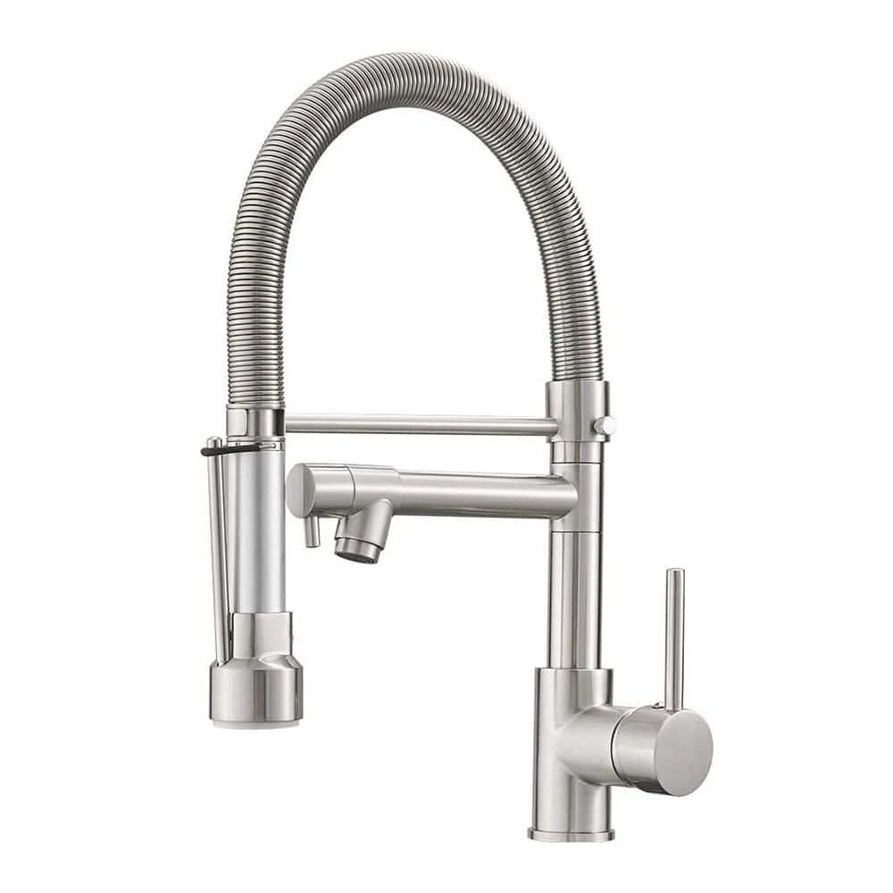 Brushed Nickel Touch 16.53 In. H Pull Down Sprayer Kitchen Faucet With 360 ° Spout Swivel 1 Brushed Nickel Touch 16.53 In. H Pull Down Sprayer Kitchen Faucet With 360 ° Spout Swivel