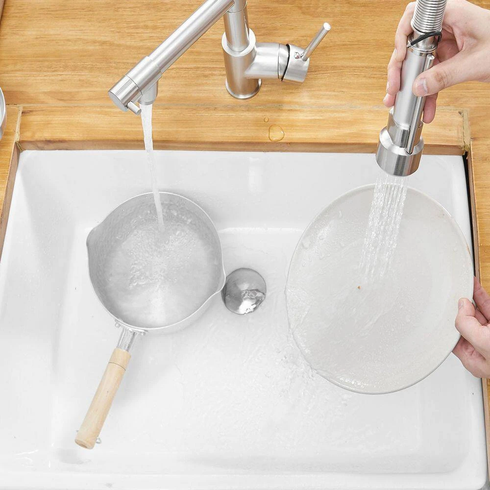 Brushed Nickel Touch 16.53 In. H Pull Down Sprayer Kitchen Faucet With 360 ° Spout Swivel 6 Brushed Nickel Touch 16.53 In. H Pull Down Sprayer Kitchen Faucet With 360 ° Spout Swivel - Image 6