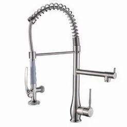 Brushed Nickel 22.8 In. H Pull Down Sprayer Kitchen Faucet With 360 ° Spout Swivel