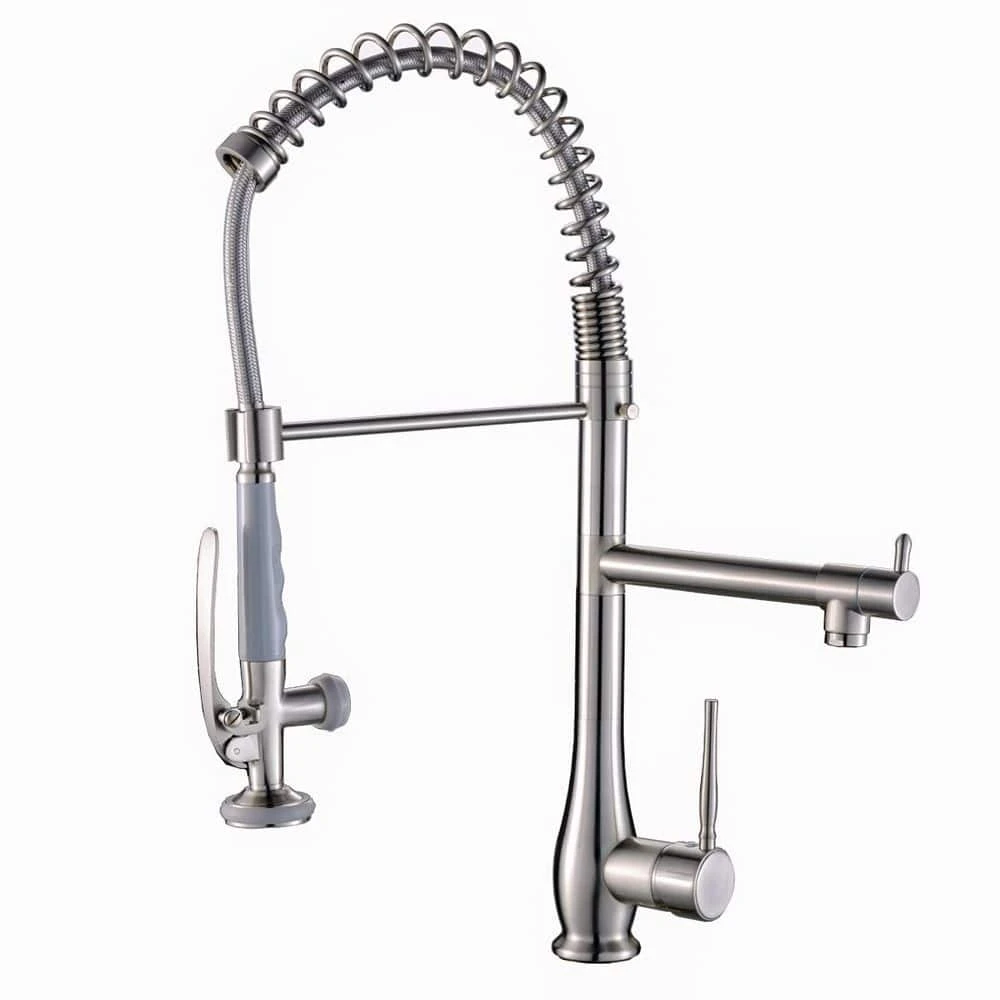 Brushed Nickel 22.8 In. H Pull Down Sprayer Kitchen Faucet With 360 ° Spout Swivel 1 Brushed Nickel 22.8 In. H Pull Down Sprayer Kitchen Faucet With 360 ° Spout Swivel