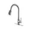 16.7 In. Single Handle Pull Out Kitchen Faucet In Brushed Nickel 360° Spout Swivel