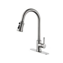 16.7 In. Single Handle Pull Out Kitchen Faucet In Brushed Nickel 360° Spout Swivel