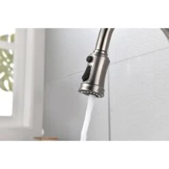 16.7 In. Single Handle Pull Out Kitchen Faucet In Brushed Nickel 360° Spout Swivel -FURITURE SALE SHOP brushed nickel tahanbath pull down kitchen faucets z w2287141941 fa 1000