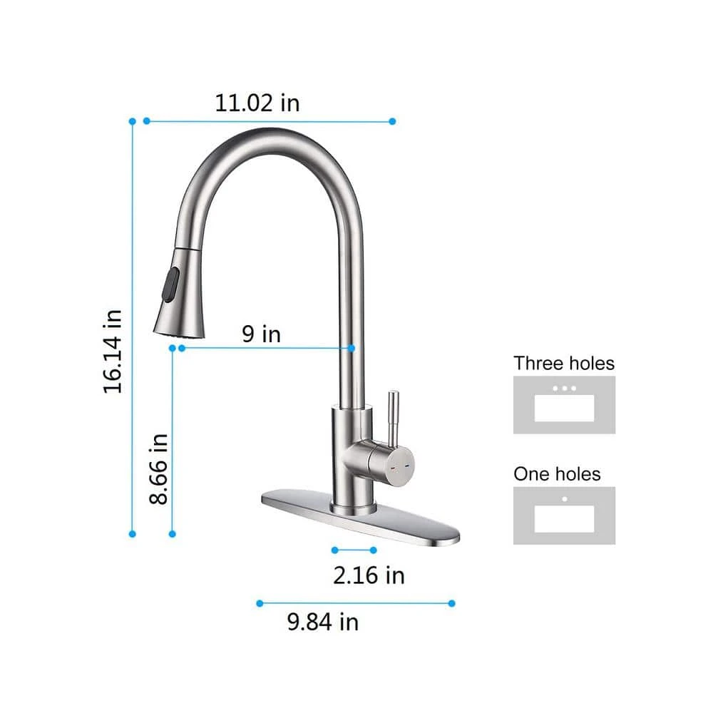 Kitchen Faucet With Pull Out Spraye In Brushed Nickel 3 Kitchen Faucet With Pull Out Spraye In Brushed Nickel - Image 3