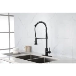 Commercial Spring Kitchen Faucets Matte Black With Pull Out Sprayer, Single Handle One Hole Kitchen Sink Faucet -FURITURE SALE SHOP brushed nickel tahanbath pull out kitchen faucets z th 4001mb9 1f 1000