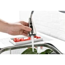 Single Handle High Arc Brushed Nickel Pull Out Kitchen Faucet, Single Level Stainless Steel With Pull Down Sprayer -FURITURE SALE SHOP brushed nickel tahanbath pull out kitchen faucets z th 4001ns8 fa 1000