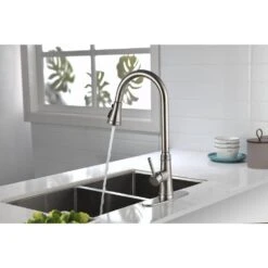 Single Handle High Arc Pull Out Kitchen Faucet, Single Level Stainless Steel Kitchen Sink Faucets With Pull Down Sprayer 9 Single Handle High Arc Pull Out Kitchen Faucet, Single Level Stainless Steel Kitchen Sink Faucets With Pull Down Sprayer -FURITURE SALE SHOP brushed nickel tahanbath pull out kitchen faucets z th 9705ns 8 4f 1000