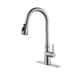 Single Handle High Arc Pull Out Kitchen Faucet, Single Level Stainless Steel Kitchen Sink Faucets With Pull Down Sprayer