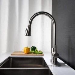 16.14 In Brushed Nickel 360 Degree Spout Swivel Kitchen Faucet With Pull Out Spraye -FURITURE SALE SHOP brushed nickel tahanbath pull out kitchen faucets z w2287p183089 44 1000