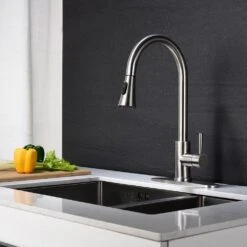 16.14 In Brushed Nickel 360 Degree Spout Swivel Kitchen Faucet With Pull Out Spraye -FURITURE SALE SHOP brushed nickel tahanbath pull out kitchen faucets z w2287p183089 66 1000