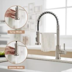 Single Handle Pull Out Sprayer Kitchen Faucet In -FURITURE SALE SHOP brushed nickel tahanbath pull out kitchen faucets z1325 33n 1f 1000