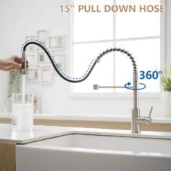 Single Handle Pull Out Sprayer Kitchen Faucet In -FURITURE SALE SHOP brushed nickel tahanbath pull out kitchen faucets z1325 33n fa 1000