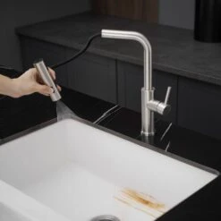 Single Handle Pull Out Kitchen Faucet In Brushed Nickel -FURITURE SALE SHOP brushed nickel tahanbath pull out kitchen faucets z1371 33n 4f 1000