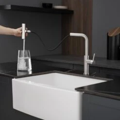 Single Handle Pull Out Kitchen Faucet In Brushed Nickel -FURITURE SALE SHOP brushed nickel tahanbath pull out kitchen faucets z1371 33n 76 1000