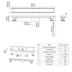 2.75 In W X 36 In D Stainless Steel Decorative Drain Cover With Brushed Nickel -FURITURE SALE SHOP brushed nickel tahanbath shower drains q pzz 7001bn 36 76 1000