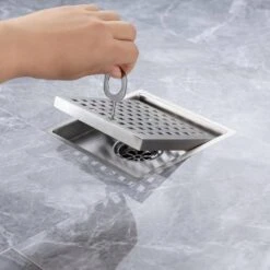 6 In W X 6 In D Stainless Steel Decorative Drain Cover With Brushed Nickel -FURITURE SALE SHOP brushed nickel tahanbath shower drains q pzz 7003bn 6 44 1000