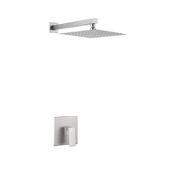 Single Handle 1-Spray Shower Faucet 2.5 GPM With WallMounted 10 In. Rain Shower Head Faucet In Brushed Nickel