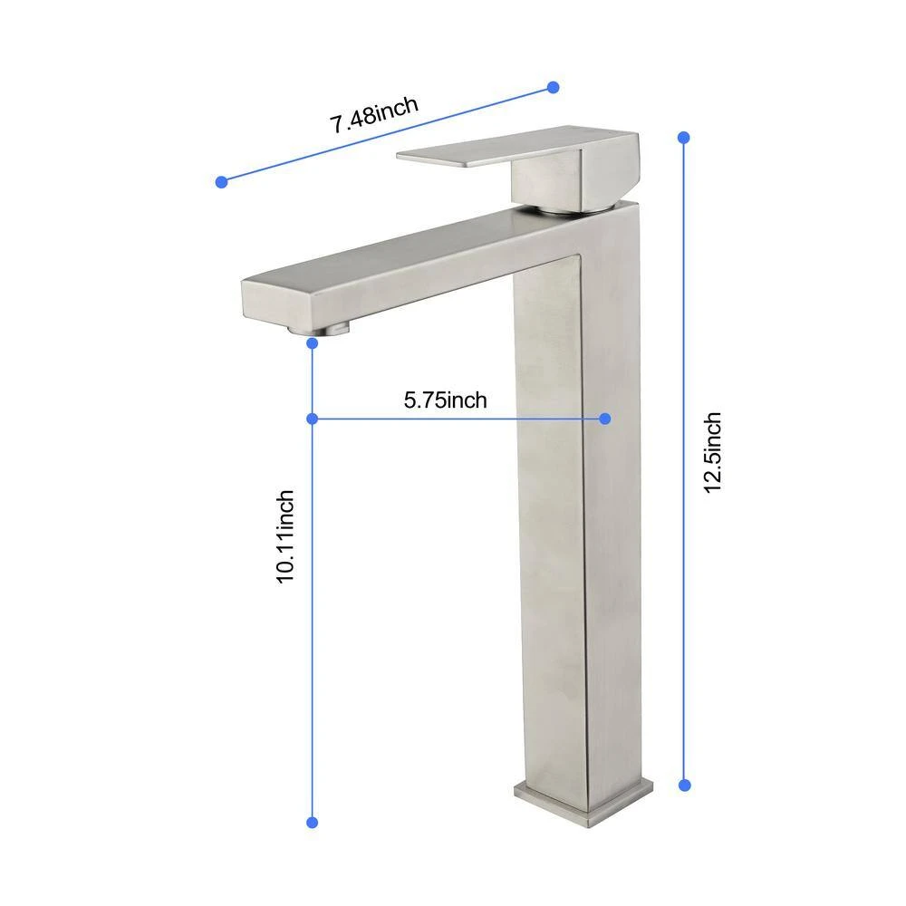 Waterfall Spout Bathroom Faucet, Single Hole Single Handle Bathroom Vanity Sink Faucet In Brushed Nickel 2 Waterfall Spout Bathroom Faucet, Single Hole Single Handle Bathroom Vanity Sink Faucet In Brushed Nickel - Image 2