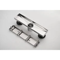 12 In. Linear Shower Drain, Included Hair Strainer And Leveling Feet In Brushed Nickel -FURITURE SALE SHOP brushed nickel tahanbath sink strainers y w2287 p146729 44 1000