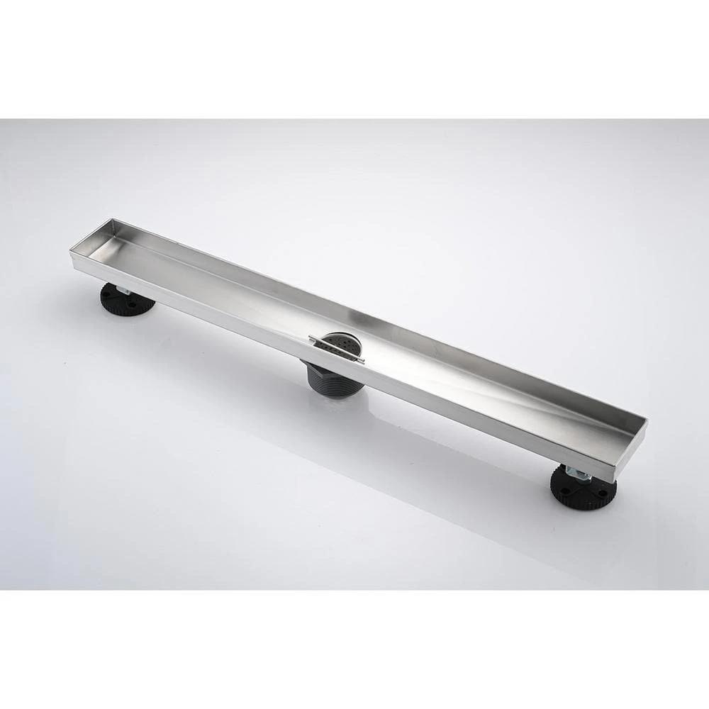 28 In. Linear Shower Drain, Included Hair Strainer And Leveling Feet In Brushed Nickel 6 28 In. Linear Shower Drain, Included Hair Strainer And Leveling Feet In Brushed Nickel - Image 6