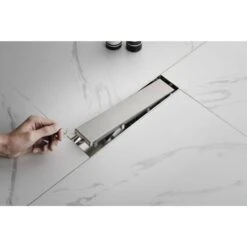 12 In. Linear Shower Drain, Included Hair Strainer And Leveling Feet, Flange 15 12 In. Linear Shower Drain, Included Hair Strainer And Leveling Feet, Flange -FURITURE SALE SHOP brushed nickel tahanbath sink strainers z w2287 s00019 31 1000