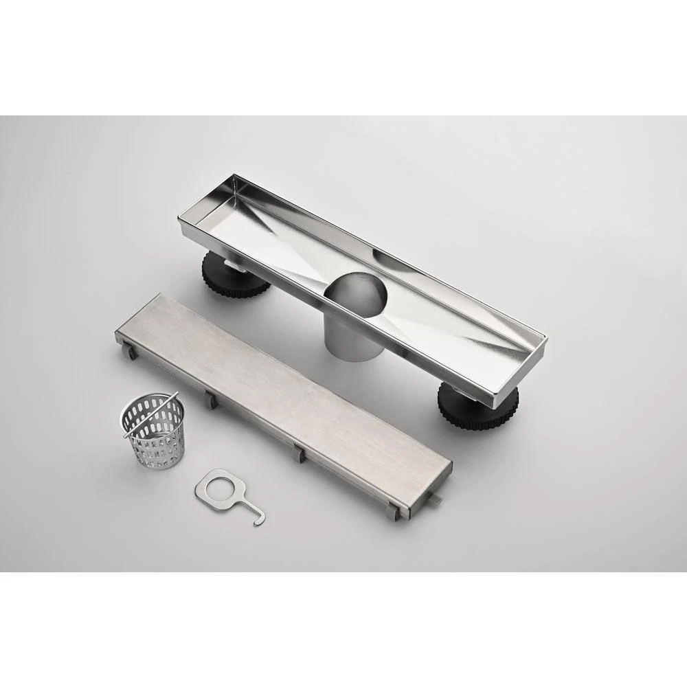 12 In. Linear Shower Drain, Included Hair Strainer And Leveling Feet, Flange 5 12 In. Linear Shower Drain, Included Hair Strainer And Leveling Feet, Flange - Image 5