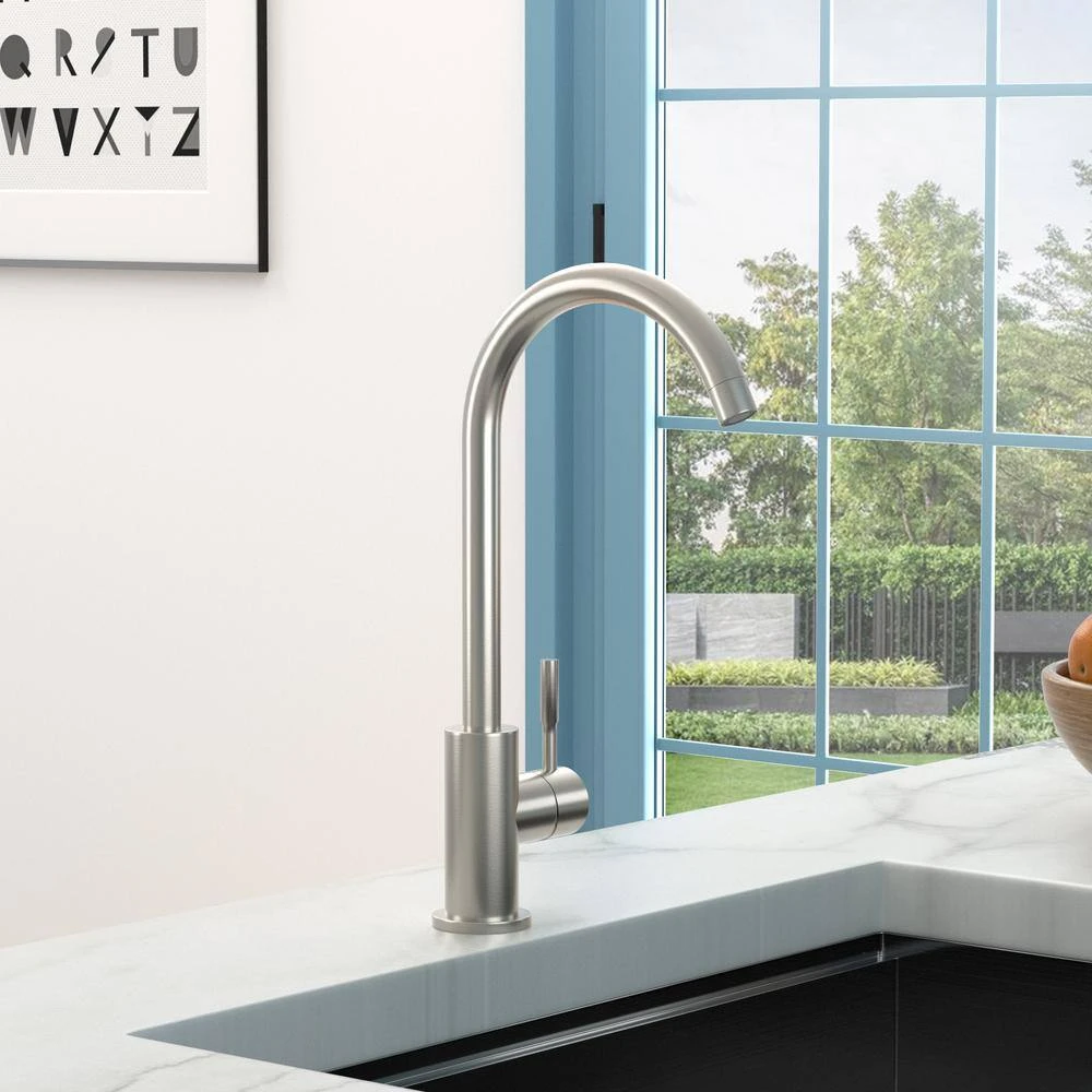 Single Handle Wall Mount Standard Kitchen Faucet In Brushed Nickel 4 Single Handle Wall Mount Standard Kitchen Faucet In Brushed Nickel - Image 4