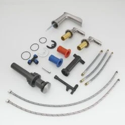 Double Handle Waterfall Vessel Sink Faucet With Drain Kit Included In Brushed Nickel -FURITURE SALE SHOP brushed nickel tahanbath vessel sink faucets z w1932p182000 44 1000