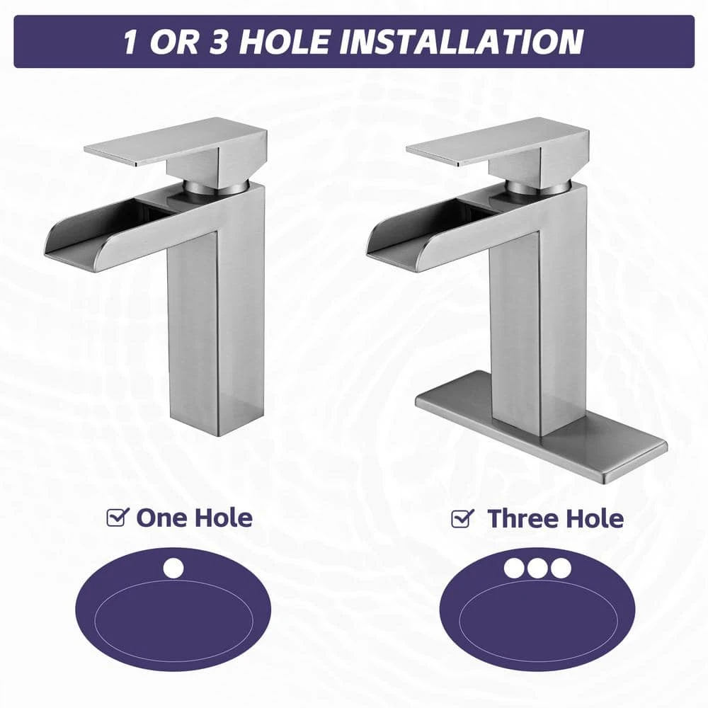 Single Handle Wall Mounted Bathroom Faucet With Deck Plate & Overflow Pop Up Drain In Brushed Nickel 6 Single Handle Wall Mounted Bathroom Faucet With Deck Plate & Overflow Pop Up Drain In Brushed Nickel - Image 6