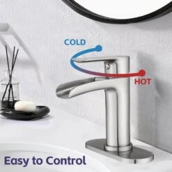 Single Handle Wall Mounted Bathroom Faucet With Deck Plate And Overflow Pop Up Drain In Brushed Nickel 11 Single Handle Wall Mounted Bathroom Faucet With Deck Plate And Overflow Pop Up Drain In Brushed Nickel -FURITURE SALE SHOP brushed nickel tahanbath wall mounted faucets z w1224p225010 1f 1000