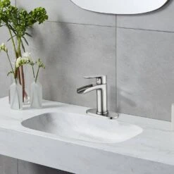 Single Handle Wall Mounted Bathroom Faucet With Deck Plate And Overflow Pop Up Drain In Brushed Nickel 15 Single Handle Wall Mounted Bathroom Faucet With Deck Plate And Overflow Pop Up Drain In Brushed Nickel -FURITURE SALE SHOP brushed nickel tahanbath wall mounted faucets z w1224p225010 31 1000