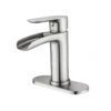 Single Handle Wall Mounted Bathroom Faucet With Deck Plate And Overflow Pop Up Drain In Brushed Nickel