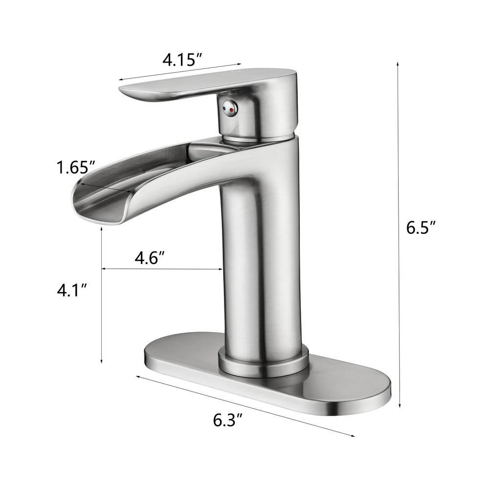 Single Handle Wall Mounted Bathroom Faucet With Deck Plate And Overflow Pop Up Drain In Brushed Nickel 7 Single Handle Wall Mounted Bathroom Faucet With Deck Plate And Overflow Pop Up Drain In Brushed Nickel - Image 7