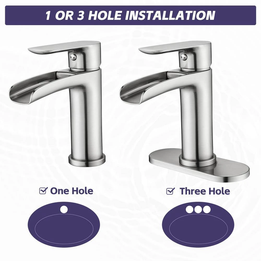 Single Handle Wall Mounted Bathroom Faucet With Deck Plate And Overflow Pop Up Drain In Brushed Nickel 6 Single Handle Wall Mounted Bathroom Faucet With Deck Plate And Overflow Pop Up Drain In Brushed Nickel - Image 6